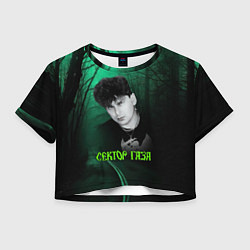 Футболка 3D укороченная женская Сектор газа зеленый фон, цвет: 3D-принт