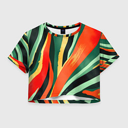 Футболка 3D укороченная женская Тропическая жаркая абстракция, цвет: 3D-принт