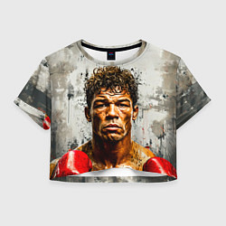 Футболка 3D укороченная женская Артуро Гатти на сером, цвет: 3D-принт