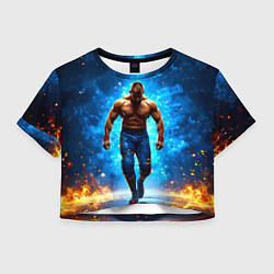 Футболка 3D укороченная женская Реслер в огне, цвет: 3D-принт