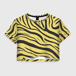 Футболка 3D укороченная женская Светлый тигровый паттерн, цвет: 3D-принт