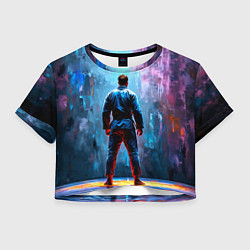 Футболка 3D укороченная женская Боец джиу-джитсу, цвет: 3D-принт