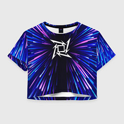Футболка 3D укороченная женская Metallica neon energy, цвет: 3D-принт