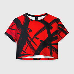 Женский топ Черная абстракция на красном