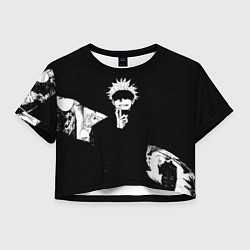 Футболка 3D укороченная женская Сатору годжо битва, цвет: 3D-принт