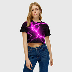 Футболка 3D укороченная женская The color is pink and black, цвет: 3D-принт — фото 2