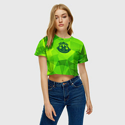 Футболка 3D укороченная женская Tomodachi Game green poly, цвет: 3D-принт — фото 2