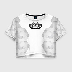 Футболка 3D укороченная женская Five Finger Death Punch white poly, цвет: 3D-принт