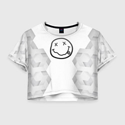 Футболка 3D укороченная женская Nirvana white poly, цвет: 3D-принт