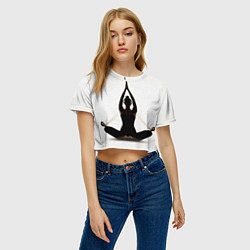 Футболка 3D укороченная женская Йога на белом, цвет: 3D-принт — фото 2