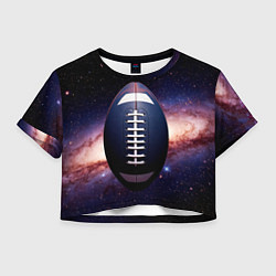 Футболка 3D укороченная женская Мяч для регби в космосе, цвет: 3D-принт