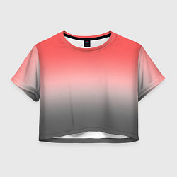 Футболка 3D укороченная женская Бледный красно-серый градиент, цвет: 3D-принт