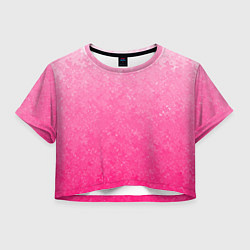 Футболка 3D укороченная женская Розовый градиент с узором, цвет: 3D-принт