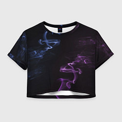 Футболка 3D укороченная женская Color black blue pink, цвет: 3D-принт