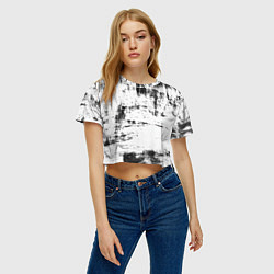 Футболка 3D укороченная женская Color black and white, цвет: 3D-принт — фото 2