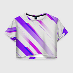 Футболка 3D укороченная женская Color white pink, цвет: 3D-принт