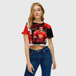 Футболка 3D укороченная женская Александр Овечкин лучший хоккеист, цвет: 3D-принт — фото 2