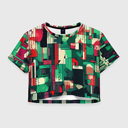 Женский топ Абстракция красно-зелёный геометричный