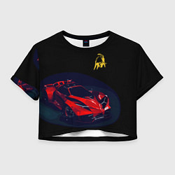 Футболка 3D укороченная женская Lamborghini Diverso - motorsport, цвет: 3D-принт