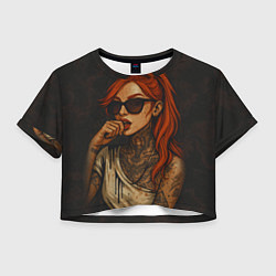 Женский топ Рыжая девушка в очках с тату