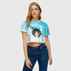 Футболка 3D укороченная женская Genshin Impact - персонаж Сяо, цвет: 3D-принт — фото 2