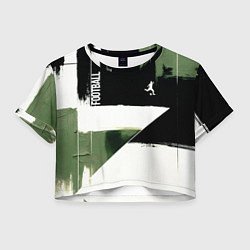 Футболка 3D укороченная женская Футбол на фоне брызг красок, цвет: 3D-принт