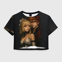 Футболка 3D укороченная женская Люмин и Тарталья реализм любовь, цвет: 3D-принт