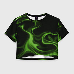 Футболка 3D укороченная женская Green black, цвет: 3D-принт