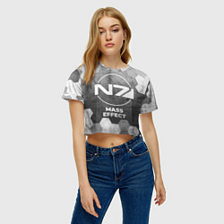 Футболка 3D укороченная женская Mass Effect - grey gradient, цвет: 3D-принт — фото 2