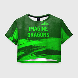 Футболка 3D укороченная женская Imagine Dragons - green gradient посередине, цвет: 3D-принт