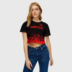 Футболка 3D укороченная женская Maneskin - red gradient посередине, цвет: 3D-принт — фото 2