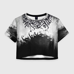Футболка 3D укороченная женская Гранж каллиграфия, цвет: 3D-принт