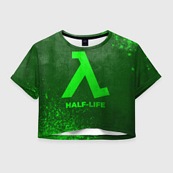 Футболка 3D укороченная женская Half-Life - green gradient, цвет: 3D-принт