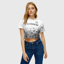 Футболка 3D укороченная женская Radiohead - white gradient посередине, цвет: 3D-принт — фото 2