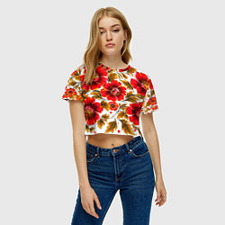 Футболка 3D укороченная женская Русская традиционная живопись, цвет: 3D-принт — фото 2