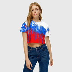 Футболка 3D укороченная женская Патриот - флаг, цвет: 3D-принт — фото 2