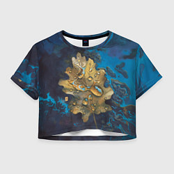 Женский топ Осенний лист с каплями акварельный - крупный арт