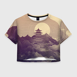 Женский топ Ретро иллюстрация Японского храма