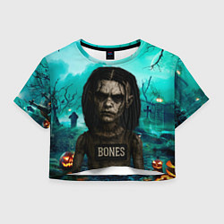 Футболка 3D укороченная женская Bones в стиле хоррор куклы, цвет: 3D-принт