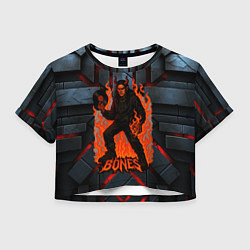 Футболка 3D укороченная женская Bones в стиле дьявола с пластинкой, цвет: 3D-принт