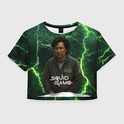 Футболка 3D укороченная женская Игра в кальмара игрок 456, цвет: 3D-принт