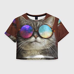 Женский топ A Cat with multicolored glasses