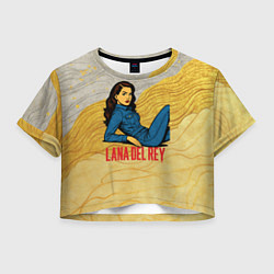 Футболка 3D укороченная женская Lana Del Rey в джинсовом костюме, цвет: 3D-принт