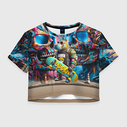 Женский топ Hippo with longboard - graffiti