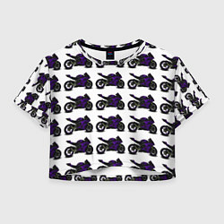 Футболка 3D укороченная женская The motorcycle is dark purple, цвет: 3D-принт