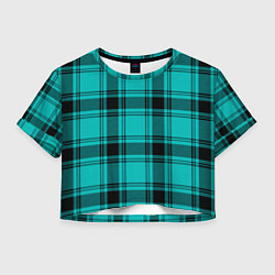 Футболка 3D укороченная женская Checkered blue, цвет: 3D-принт