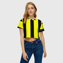Футболка 3D укороченная женская Color yellow black line, цвет: 3D-принт — фото 2