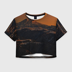Футболка 3D укороченная женская Эльбрус, цвет: 3D-принт