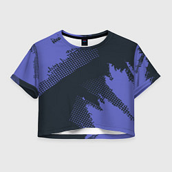 Футболка 3D укороченная женская Абстрактная текстура в синем, цвет: 3D-принт