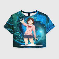 Футболка 3D укороченная женская Сиратори Айра - знак стоп, цвет: 3D-принт